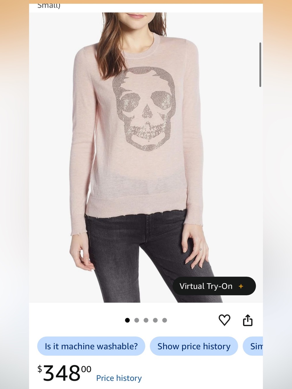 Zadig & Voltaire cream Crewneck Sweater with Metallic Skull Graphic